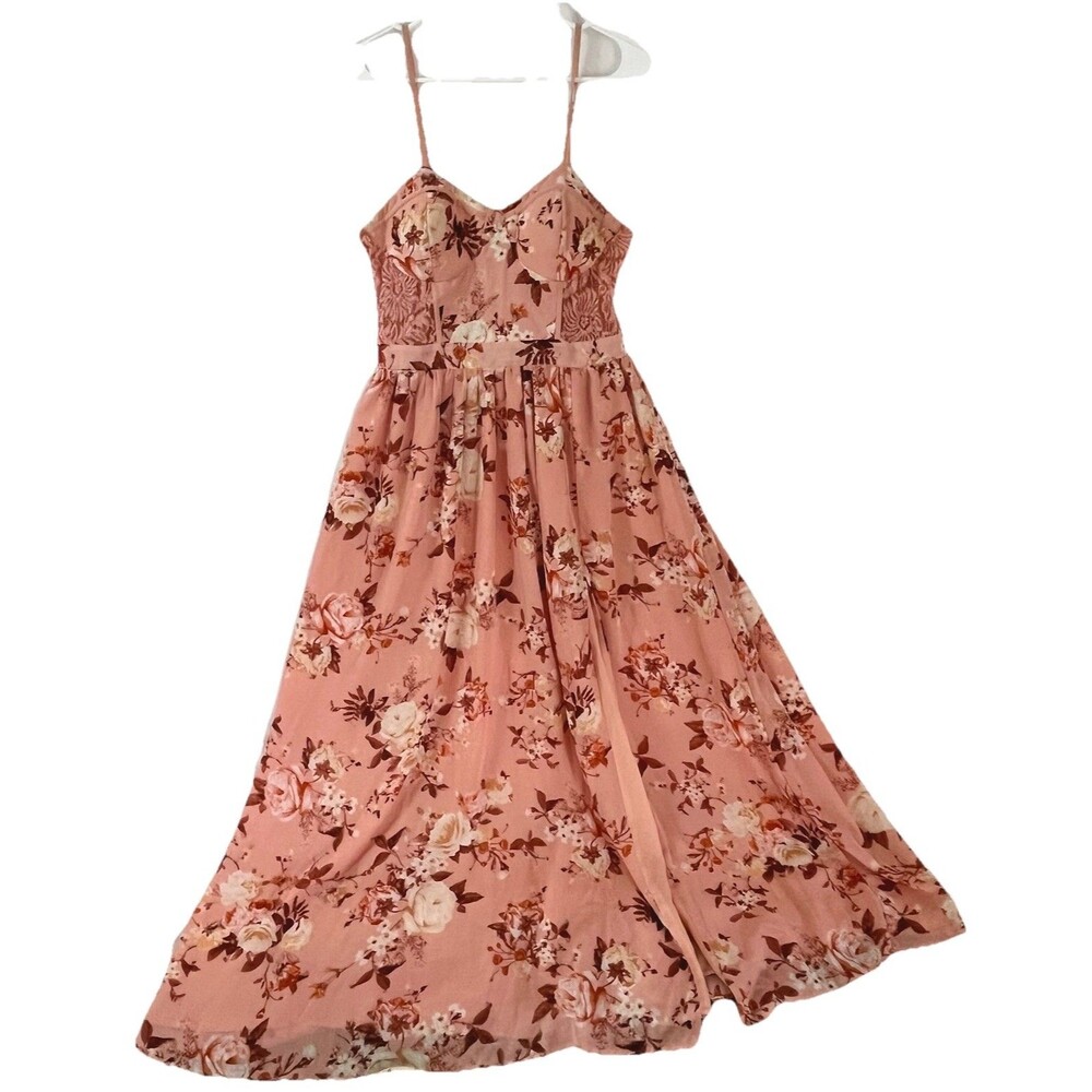 Haute Nites Punk Long Formal Slip Dress Size 9 Babydoll Fairy Grunge Foral